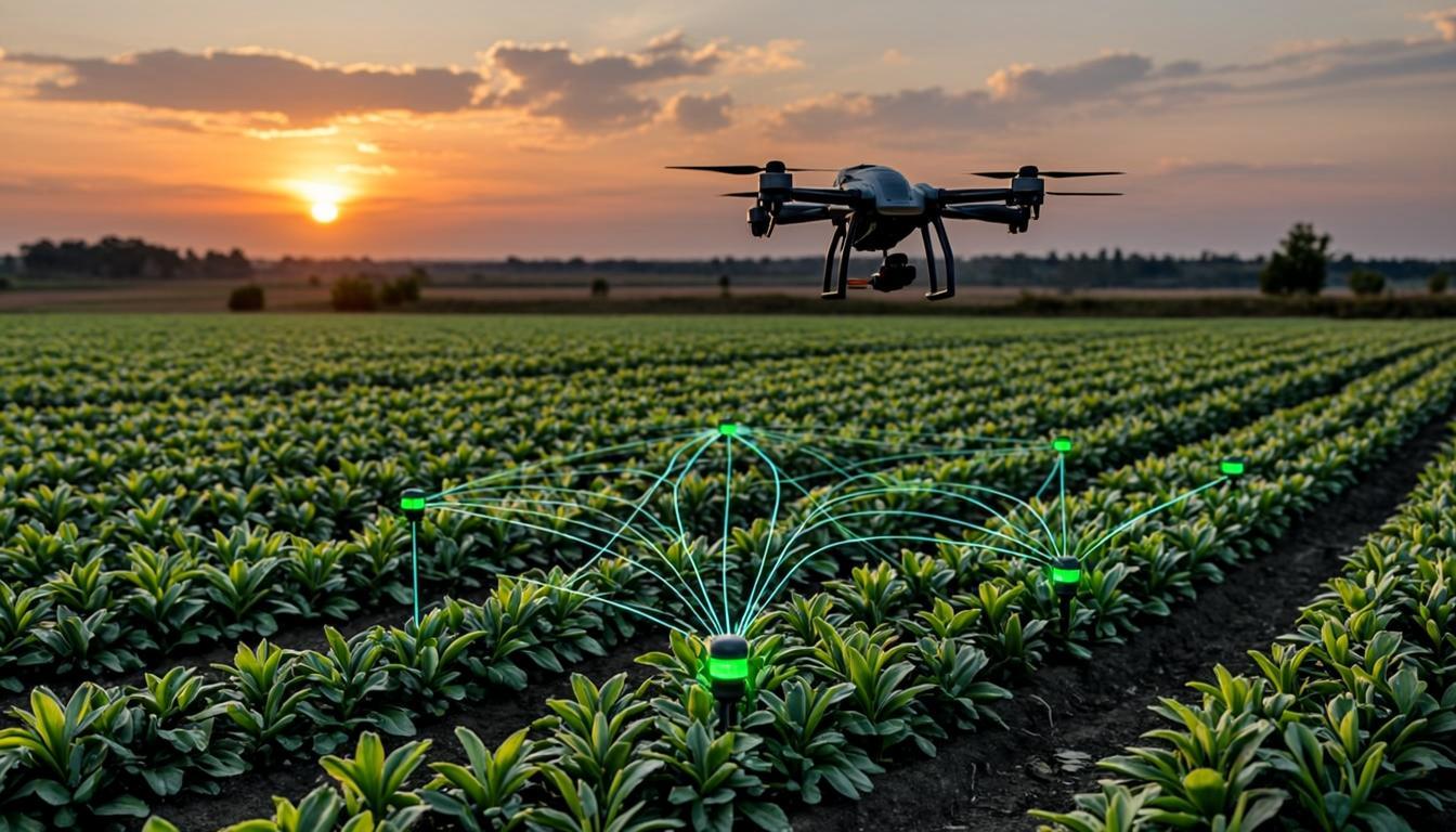 Campo agrícola con tecnología